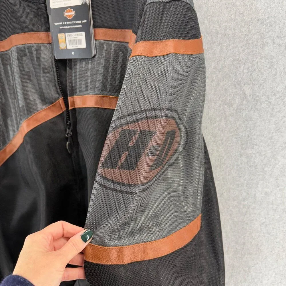 Harley Davidson NWT XXL Mesh Tri-State Jacket Leather Stripe USA 1 Logo‎ Riding